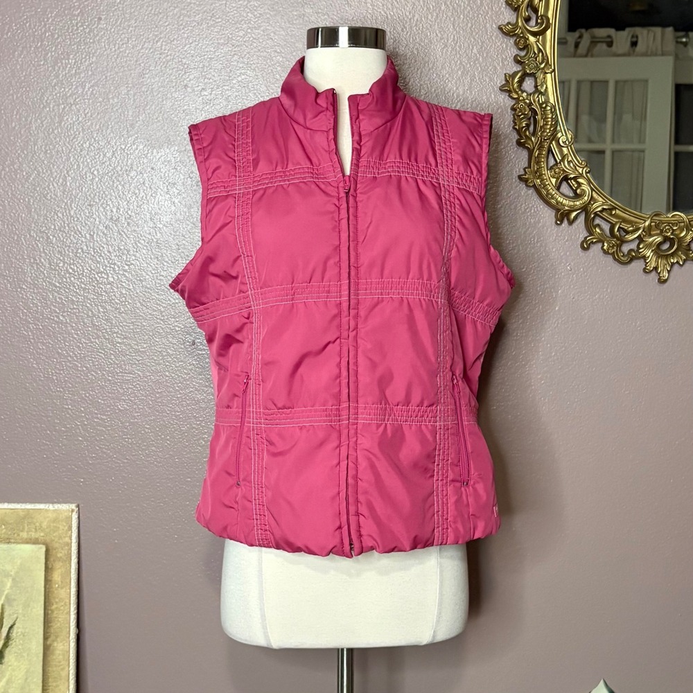 Duck Head Sport Quilted Vest Women's XL Pink Zip Front Fleece Lined Puffer